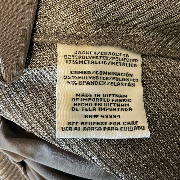 Two-Piece Shift Cocktail Dress and Jacket Size 14W Silver Metallic R&M Richards - Picture 12 of 15